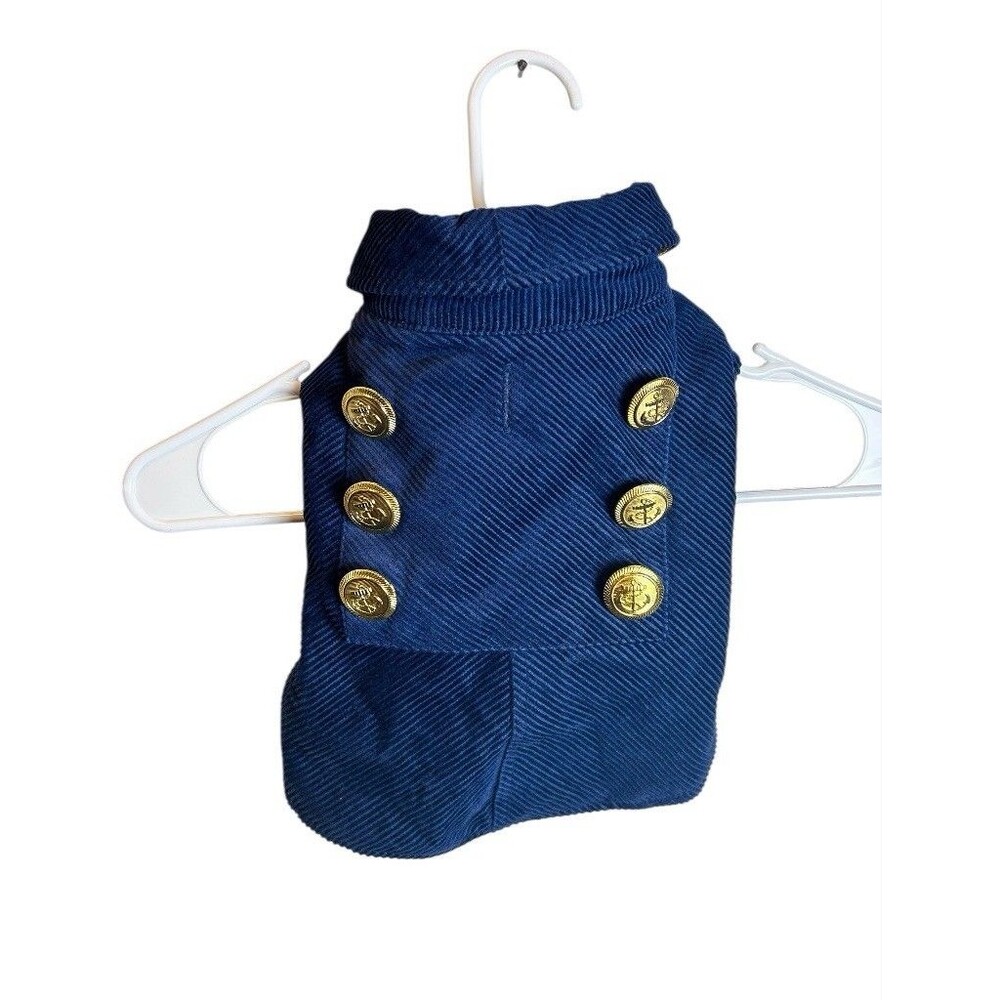 Vintage Simply Dog Navy Corduroy Jacket W Gold Buttons Size Small